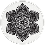 BLACK AND WHITE MANDALA PEARL  WHITE CARBON FIBER TIRE COVER