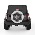 BLACK AND WHITE MANDALA SILVER CARBON FIBER TIRE COVER