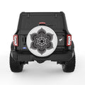 BLACK AND WHITE MANDALA PEARL  WHITE CARBON FIBER TIRE COVER