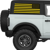 BLACK AND YELLOW AMERICAN FLAG QUARTER WINDOW DECAL FITS 2021+ FORD BRONCO 2 DOOR HARD TOP