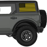 BLACK AND YELLOW AMERICAN FLAG QUARTER WINDOW DECAL FITS 2021+ FORD BRONCO 4 DOOR HARD TOP