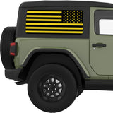 BLACK AND YELLOW AMERICAN FLAG QUARTER WINDOW DECAL FITS 2011-2018 JEEP WRANGLER 2 DOOR HARD TOP JK