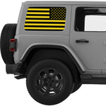 BLACK AND YELLOW AMERICAN FLAG QUARTER WINDOW DECAL FITS 2011-2018 JEEP WRANGLER 4 DOOR HARD TOP JKU