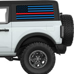 BLACK BLUE WITH RED LINE AMERICAN FLAG QUARTER WINDOW DECAL FITS 2021+ FORD BRONCO 2 DOOR HARD TOP