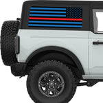BLACK BLUE WITH RED LINE AMERICAN FLAG QUARTER WINDOW DECAL FITS 2021+ FORD BRONCO 2 DOOR HARD TOP