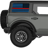 BLACK BLUE WITH RED LINE AMERICAN FLAG QUARTER WINDOW DECAL FITS 2021+ FORD BRONCO 4 DOOR HARD TOP