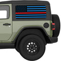 BLACK BLUE WITH RED LINE AMERICAN FLAG QUARTER WINDOW DECAL FITS 2018+ JEEP WRANGLER 2 DOOR HARD TOP JL