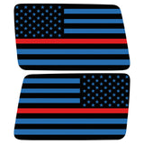BLACK BLUE WITH RED LINE AMERICAN FLAG QUARTER WINDOW DRIVER & PASSENGER DECALS