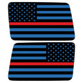 BLACK BLUE WITH RED LINE AMERICAN FLAG QUARTER WINDOW DRIVER & PASSENGER DECALS