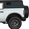 BLACK GRAY WITH BLUE LINE AMERICAN FLAG QUARTER WINDOW DECAL FITS 2021+ FORD BRONCO 2 DOOR HARD TOP