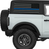 BLACK GRAY WITH BLUE LINE AMERICAN FLAG QUARTER WINDOW DECAL FITS 2021+ FORD BRONCO 2 DOOR HARD TOP