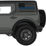 BLACK GRAY WITH BLUE LINE AMERICAN FLAG QUARTER WINDOW DECAL FITS 2021+ FORD BRONCO 4 DOOR HARD TOP