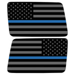 BLACK GRAY WITH BLUE LINE AMERICAN FLAG QUARTER WINDOW DRIVER & PASSENGER DECALS