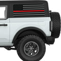 BLACK GRAY WITH RED LINE AMERICAN FLAG QUARTER WINDOW DECAL FITS 2021+ FORD BRONCO 2 DOOR HARD TOP