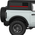 BLACK GRAY WITH RED LINE AMERICAN FLAG QUARTER WINDOW DECAL FITS 2021+ FORD BRONCO 2 DOOR HARD TOP