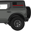 BLACK GRAY WITH RED LINE AMERICAN FLAG QUARTER WINDOW DECAL FITS 2021+ FORD BRONCO 4 DOOR HARD TOP