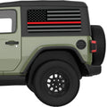 BLACK GRAY WITH RED LINE AMERICAN FLAG QUARTER WINDOW DECAL FITS 2018+ JEEP WRANGLER 2 DOOR HARD TOP JL