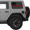 BLACK GRAY WITH RED LINE AMERICAN FLAG QUARTER WINDOW DECAL FITS 2018+ JEEP WRANGLER 4 DOOR HARD TOP JLU