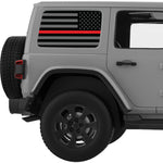 BLACK GRAY WITH RED LINE AMERICAN FLAG QUARTER WINDOW DECAL FITS 2011-2018 JEEP WRANGLER 4 DOOR HARD TOP JKU