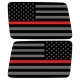 BLACK GRAY WITH RED LINE AMERICAN FLAG QUARTER WINDOW DRIVER & PASSENGER DECALS