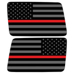 BLACK GRAY WITH RED LINE AMERICAN FLAG QUARTER WINDOW DRIVER & PASSENGER DECALS