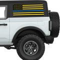 BLACK YELLOW WITH BLUE LINE AMERICAN FLAG QUARTER WINDOW DECAL FITS 2021+ FORD BRONCO 2 DOOR HARD TOP