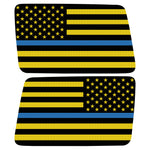 BLACK YELLOW WITH BLUE LINE AMERICAN FLAG QUARTER WINDOW DRIVER & PASSENGER DECALS