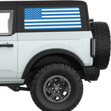 BLUE AND WHITE AMERICAN FLAG QUARTER WINDOW DECAL FITS 2021+ FORD BRONCO 2 DOOR HARD TOP