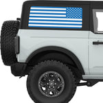 BLUE AND WHITE AMERICAN FLAG QUARTER WINDOW DECAL FITS 2021+ FORD BRONCO 2 DOOR HARD TOP