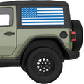 BLUE AND WHITE AMERICAN FLAG QUARTER WINDOW DECAL FITS 2018+ JEEP WRANGLER 2 DOOR HARD TOP JL