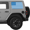 BLUE AND WHITE AMERICAN FLAG QUARTER WINDOW DECAL FITS 2018+ JEEP WRANGLER 4 DOOR HARD TOP JLU