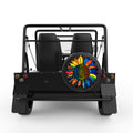 BLUE AND YELLOW RAINBOW SUNFLOWER BLACK CARBON FIBER TIRE COVER FOR MOKE