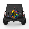 BLUE AND YELLOW RAINBOW SUNFLOWER BLACK TIRE COVER
