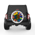 BLUE AND YELLOW RAINBOW SUNFLOWER SILVER CARBON FIBER TIRE COVER