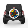 BLUE AND YELLOW RAINBOW SUNFLOWER WHITE TIRE COVER