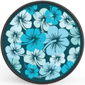 BLUE HIBISCUS FLOWERS BLACK CARBON FIBER TIRE COVER