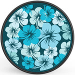 BLUE HIBISCUS FLOWERS BLACK CARBON FIBER TIRE COVER