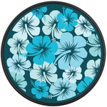 BLUE HIBISCUS FLOWERS BLACK TIRE COVER