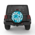 BLUE HIBISCUS FLOWERS PEARL  WHITE CARBON FIBER TIRE COVER