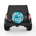 BLUE HIBISCUS FLOWERS BLACK TIRE COVER