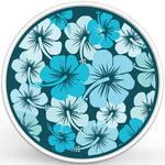 BLUE HIBISCUS FLOWERS PEARL  WHITE CARBON FIBER TIRE COVER