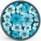 BLUE HIBISCUS FLOWERS SILVER CARBON FIBER TIRE COVER