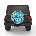 BLUE HIBISCUS FLOWERS WHITE TIRE COVER