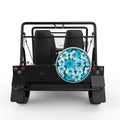 BLUE HIBISCUS FLOWERS SILVER CARBON FIBER TIRE COVER FOR MOKE
