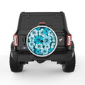 BLUE HIBISCUS FLOWERS PEARL  WHITE CARBON FIBER TIRE COVER