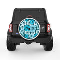BLUE HIBISCUS FLOWERS WHITE TIRE COVER