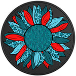 BLUE LEOPARD PRINT SUNFLOWER BLACK TIRE COVER