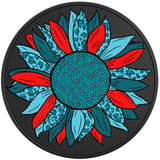 BLUE LEOPARD PRINT SUNFLOWER BLACK TIRE COVER