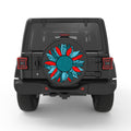 BLUE LEOPARD PRINT SUNFLOWER PEARL  WHITE CARBON FIBER TIRE COVER