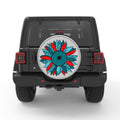 BLUE LEOPARD PRINT SUNFLOWER WHITE TIRE COVER